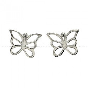 Polished Butterfly Silver Earrings - 17mm Wide