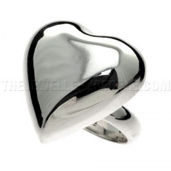 Polished Chunky Heart Silver Ring - RG126