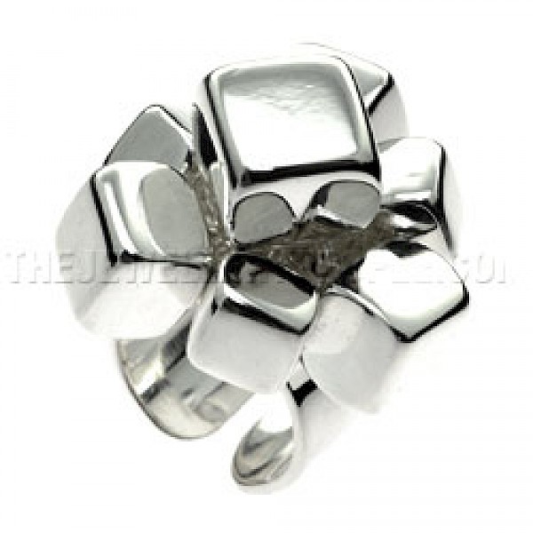 Polished Chunky Cubes Silver Ring