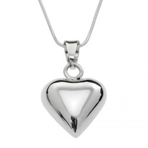 Polished Deep Heart Silver Pendant - PT458