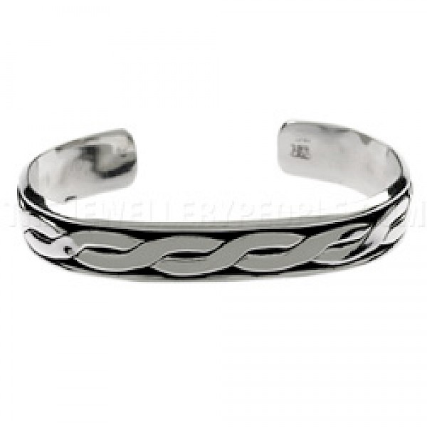 Polished Entwining Silver Bangle - Small