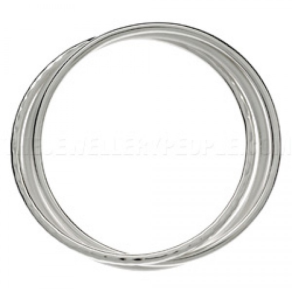 3-Piece Polished, Hammered and Matt Finished Silver Russian Wedding Bangles - SB206