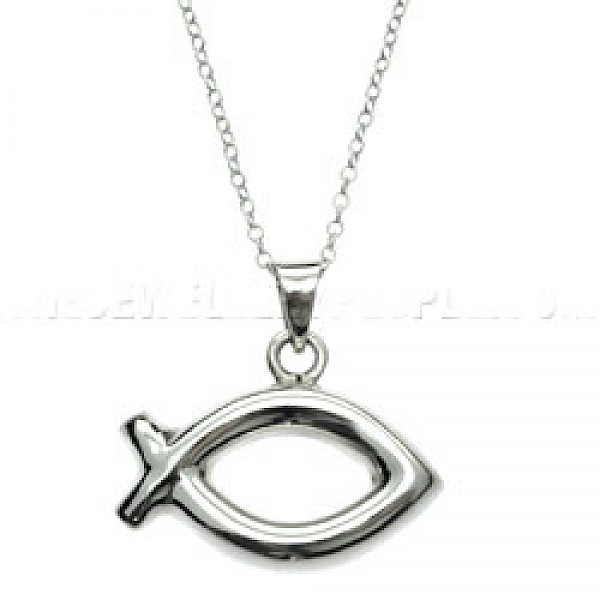 Polished Ichthus Fish Silver Pendant