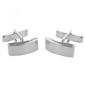 Polished Long Rectangle Silver Cufflinks