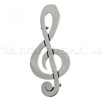 Treble Clef Silver Brooch