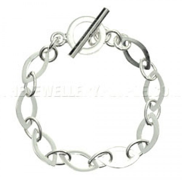 Polished Oval Link Silver Chain Bracelet