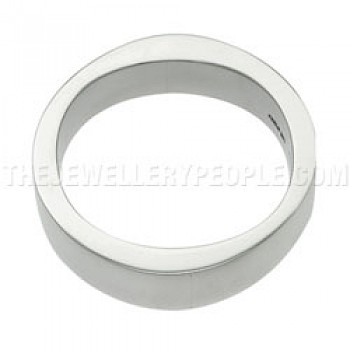 Polished Oval Silver Bangle - 11mm Wide