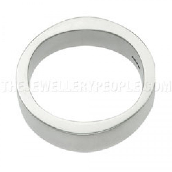 Polished Oval Silver Bangle - 11mm Wide