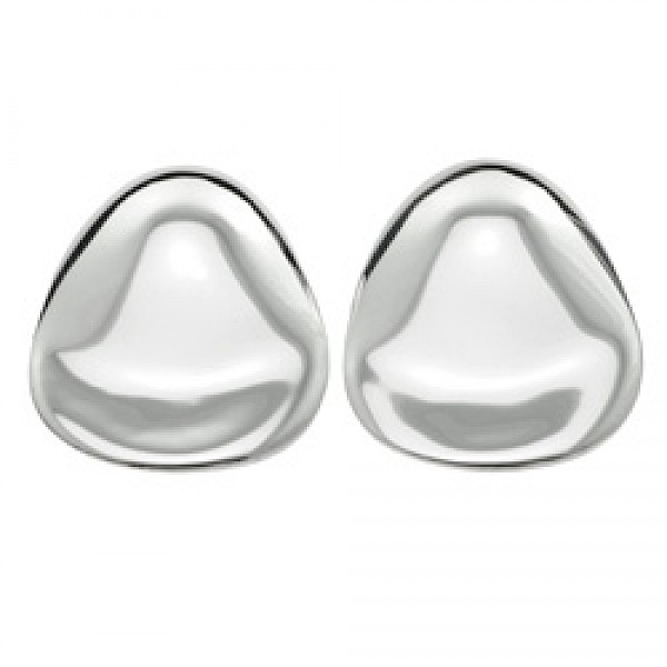 Polished Petal Silver Stud Earrings - 20mm Long