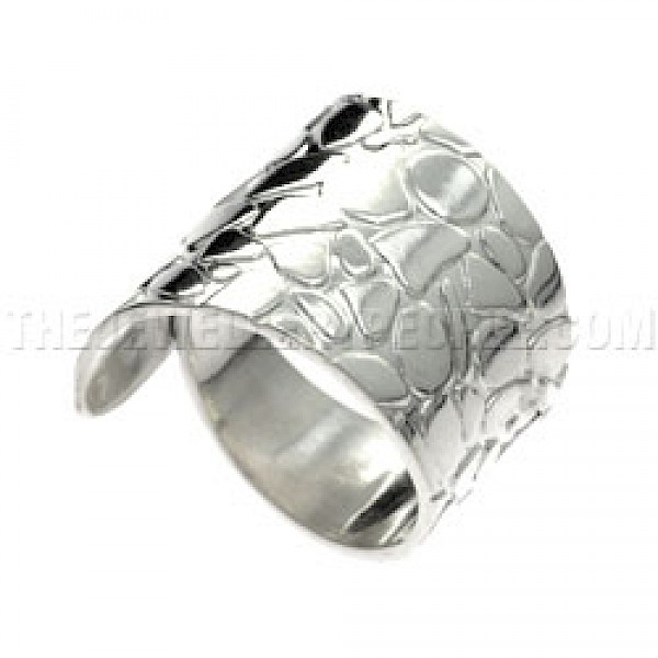 Polished Pebbles Curl Silver Ring - Adjustable - RG148