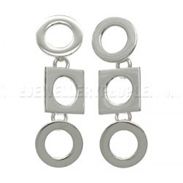Polished Shapes Silver Earrings - 40mm Long