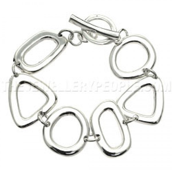 Polished Shapes Silver Link Bracelet