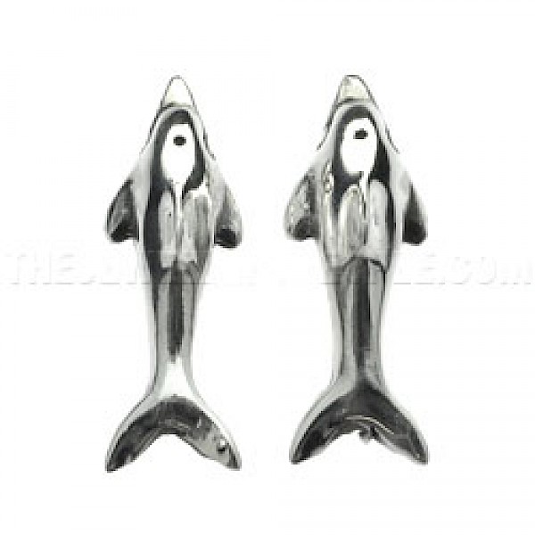 Polished Dolphins Silver Stud Earrings