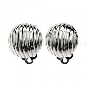 Polished Shell Silver Clip On Earrings - 14mm - CLP050