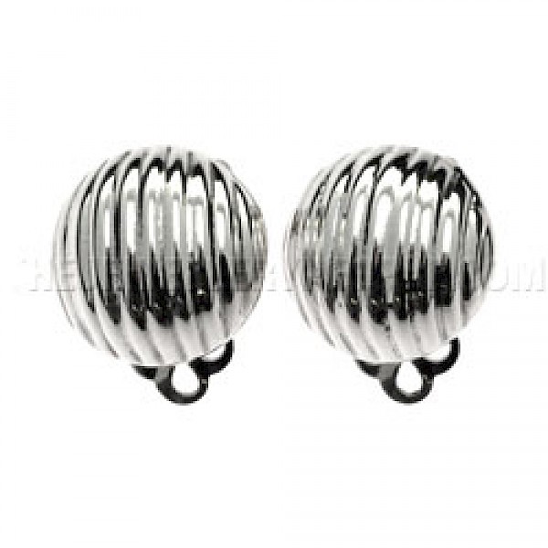 Polished Shell Silver Clip On Earrings - 14mm - CLP050