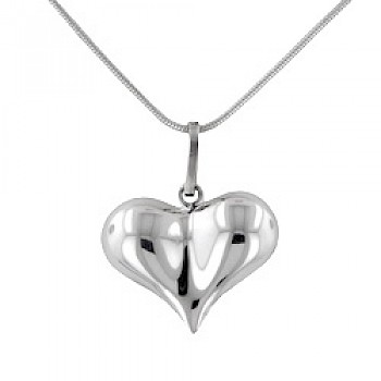 Polished Silver Bubble Heart Pendant