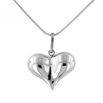 Polished Silver Bubble Heart Pendant - PT643