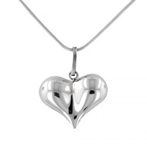 Polished Silver Bubble Heart Pendant - PT643