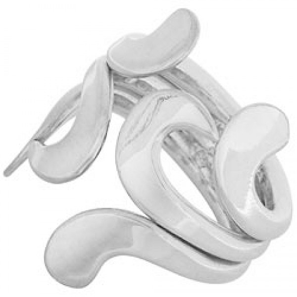 Polished Silver Crashing Waves Ring - RG300