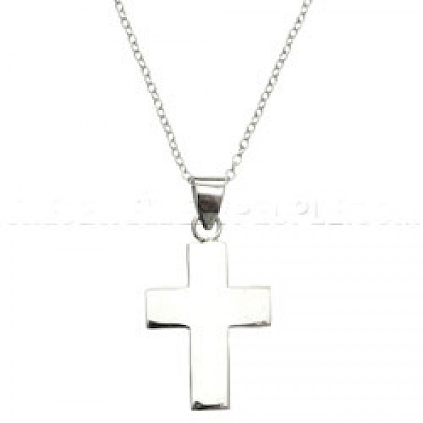 Polished Silver Cross Pendant - 4cm - RN035
