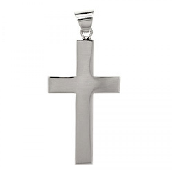 Polished Silver Cross Pendant Large - 60mm