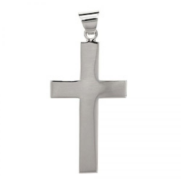 Polished Silver Cross Pendant Large - 60mm - RN034
