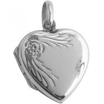 Polished Silver Heart Locket - 16mm