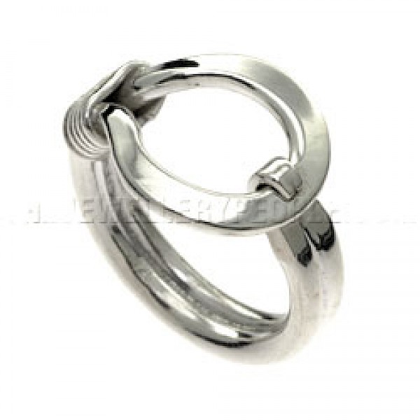 Polished Hook Catch Silver Ring - RG400