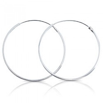 Polished Silver Hoop Earrings - 40mm Wide