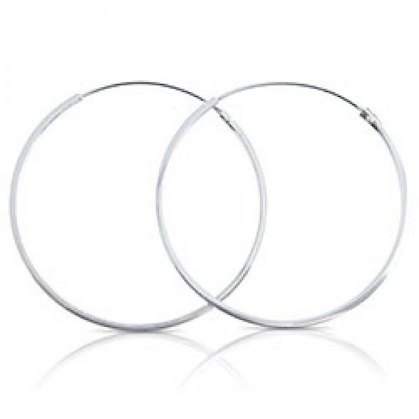 Polished Silver Hoop Earrings - 40mm Wide