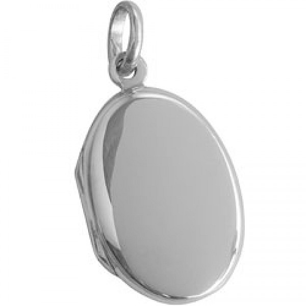 Polished Silver Oval Locket - 21mm
