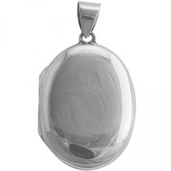 Polished Silver Oval Locket - 28mm - PT714