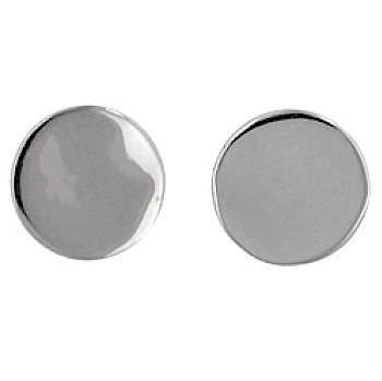 Polished Silver Round Stud Earrings - 7mm