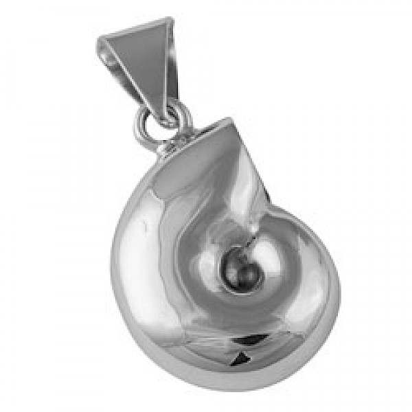 Polished Silver Shell Pendant - 45mm Long - OC053