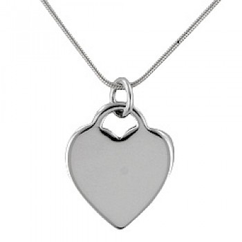 Polished Silver Solid Heart Pendant - PT334