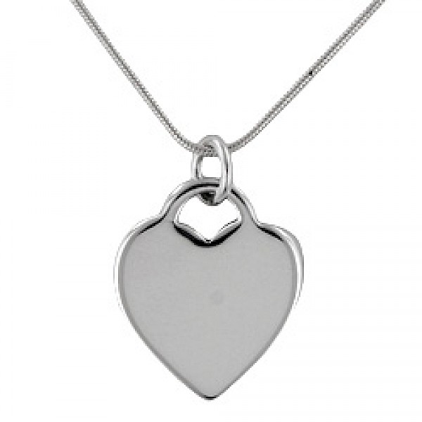 Polished Silver Solid Heart Pendant