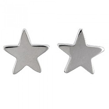 Polished Silver Star Stud Earrings - 11mm