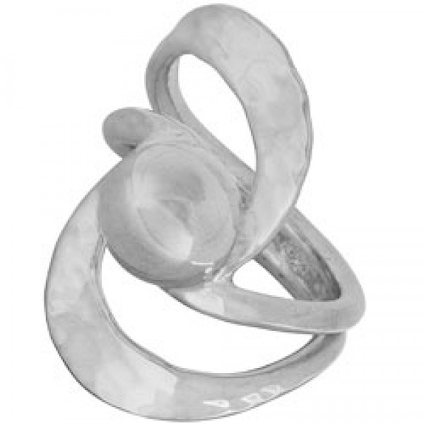 Hammered Silver Wavy Polished Ball Ring - RG323