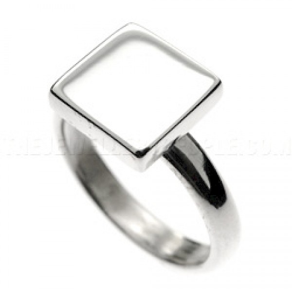 Polished Square Silver Ring - RG124