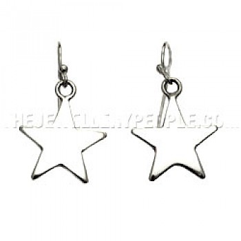 Polished Star Drop Earrings - 12mm Wide
