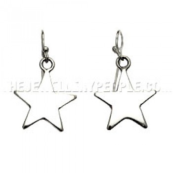 Polished Star Drop Earrings - 15mm Wide