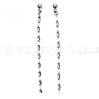 Polished Stem Twisted Earrings - 70mm Long