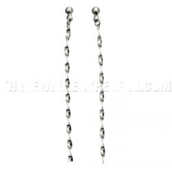 Polished Stem Twisted Earrings - 70mm Long
