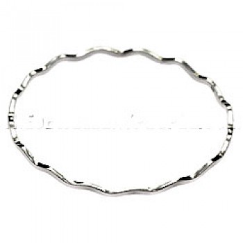 Polished Waves Silver Bangle - 2mm Solid - SB199