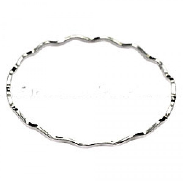 Polished Waves Silver Bangle - 2mm Solid - SB199