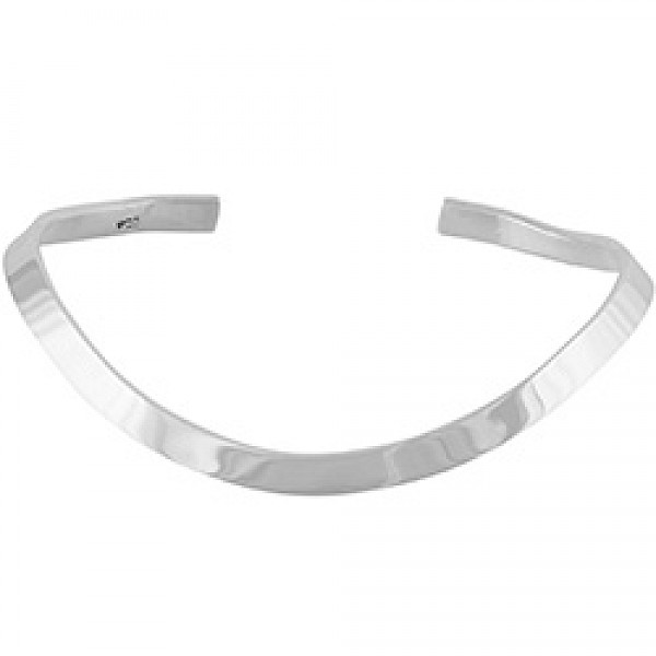 Polished Wavy Silver Bangle - 5mm Wide