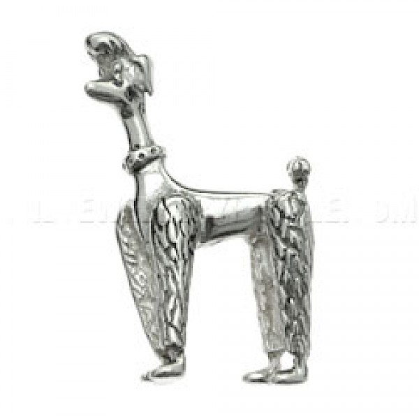 Poodle Dog Silver Brooch - 60mm Long