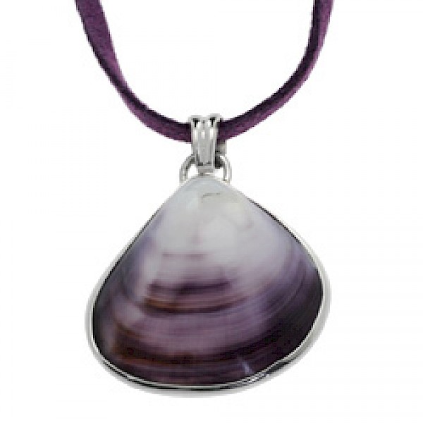 Purple & Silver Scallop Pendant - SL067