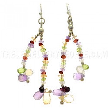 Purple Gemstone Chunk Earrings
