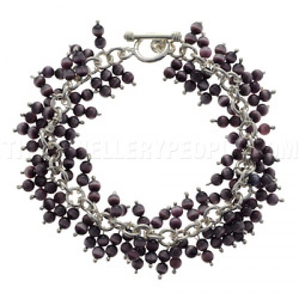 Purple Glass Bead & Silver Bracelet